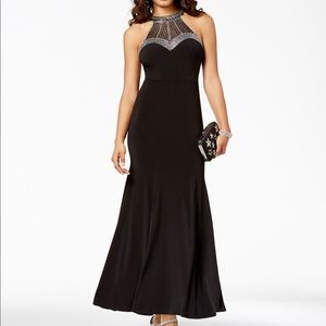 black embellished halter top formal/prom dress